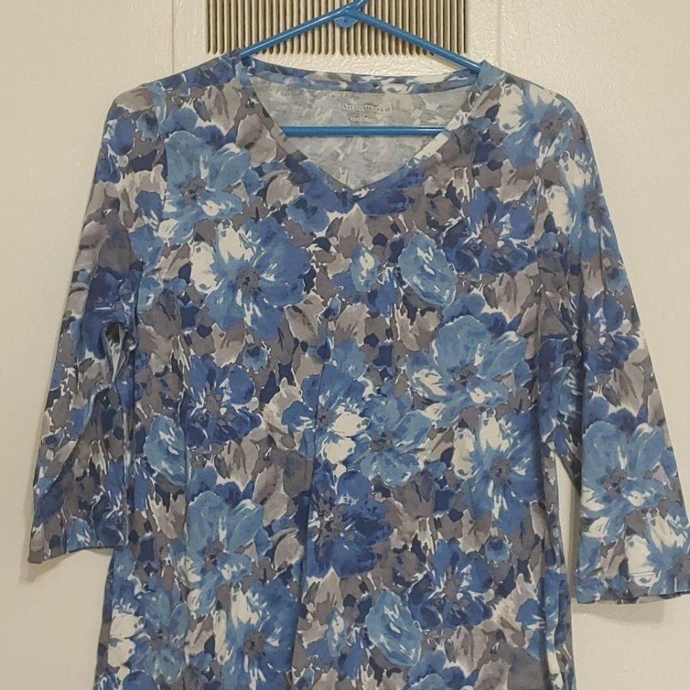 STUDIO WORKS BLUE 3/4 SLEEVE SHIRT SZ: PM